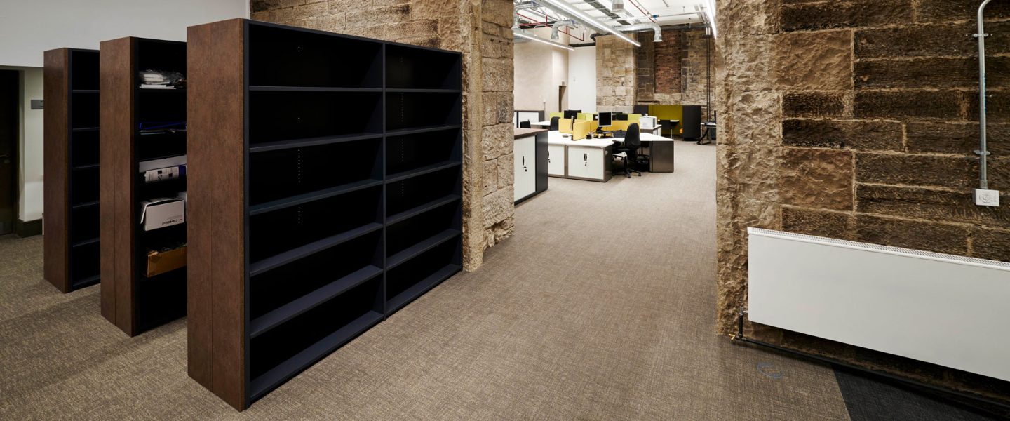 FlexiGrid office shelving system