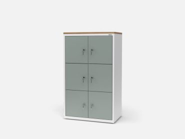 Luxo 6 door office storage locker with biocarbon laminate doors