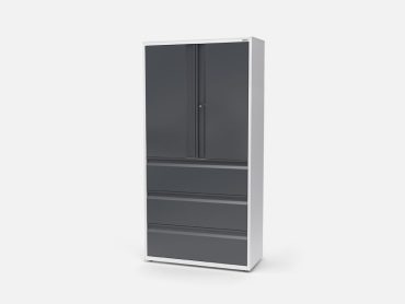 High capacity metal office storage cabinets with drawers and cupboard