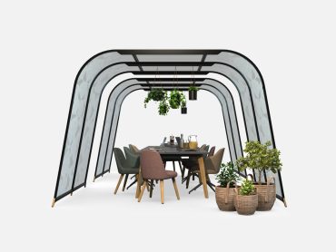 Freestanding Awnings Open office dividers to create meeting spaces