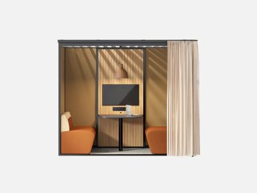 Mews open office meeting pod with privacy curtain