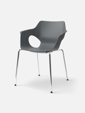 ole cafe chair with wipeable plastic shell and 4 leg frame