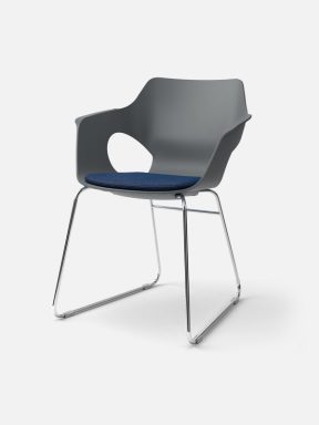 Ole office meeting room chair with skid base and upholstered seat pad