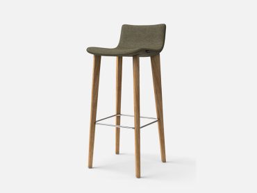 Miss office stool with wood legs and chrome footrest