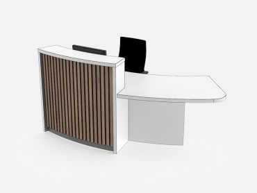 Strave reception desk with wood slats