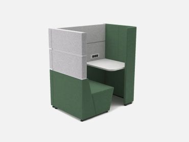 Cubbi solo work booth with seating and power charging