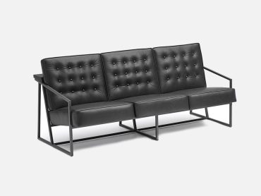 Industrial office sofa with metal frame and rear shelf