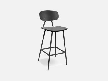 Wood stool with back support