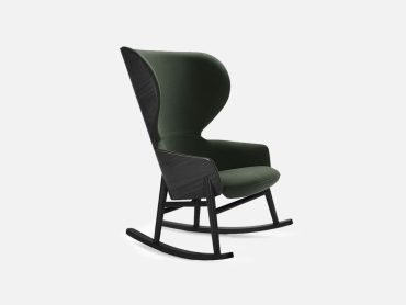 Rocking office lounge chair with wood frame