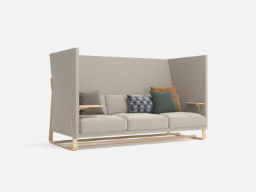 Theo high back office sofa with wood sled frame