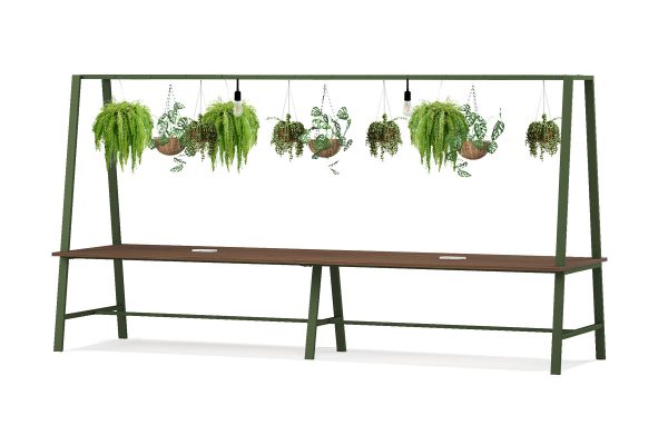 Mobile office work table with plants