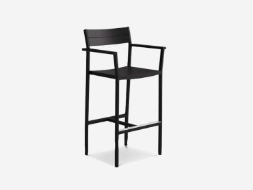Commercial outdoor metal barstool with arms and back support