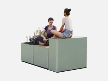Outdoor tiered platform seating and planters