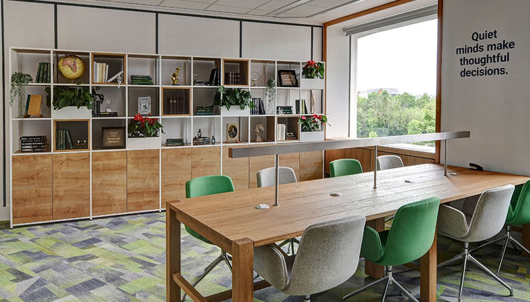 Office bookcase installation