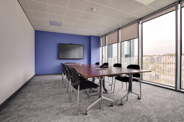 Office fitout with flip top tables