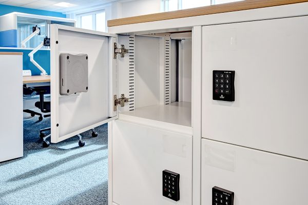 Storage lockers with digital keypad lock