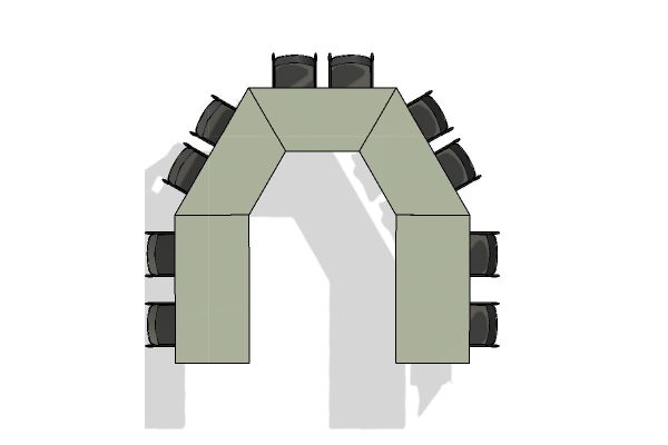 10 Person Horseshoe Flip Top Table Layout