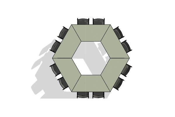 12 Person Circular Flip Top Table Layout