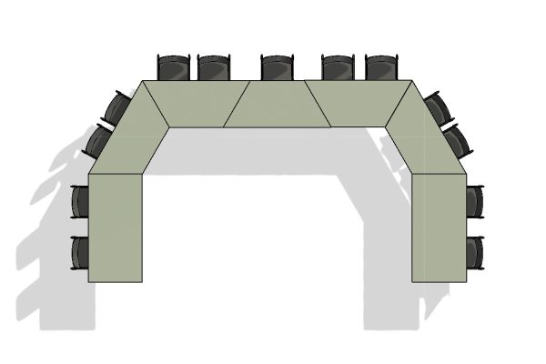 13 Person U Shape Mobile Office Tables Configuration