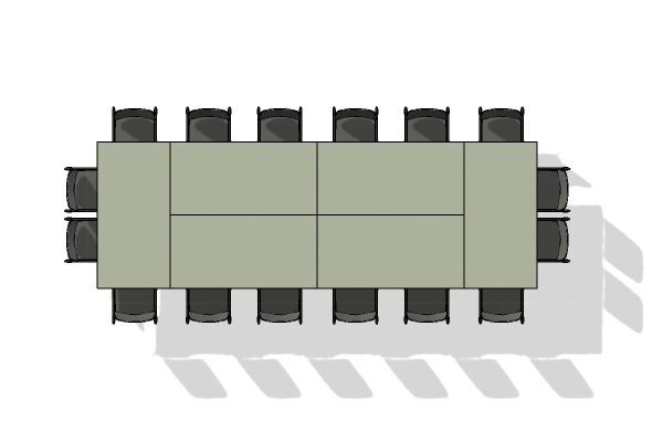 16 Person Boardroom Flip Top Table Layout