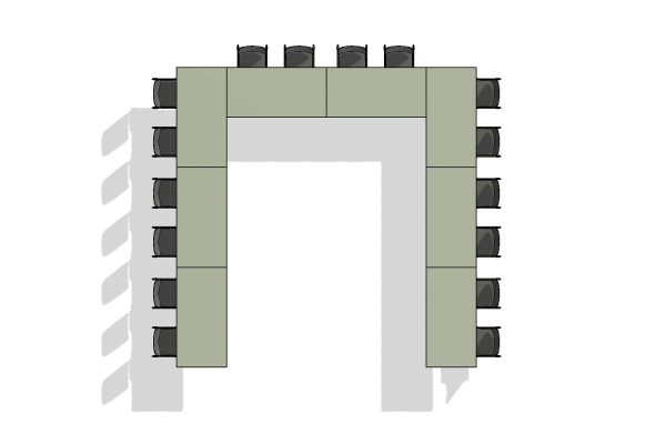 16 Person U-Shape Flip Top Table Configuration