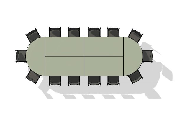 14 Person Boardroom Flip Top Table Configuration