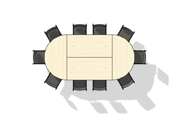 Executive Flip Top Table 10 Person Pill Shape Layout