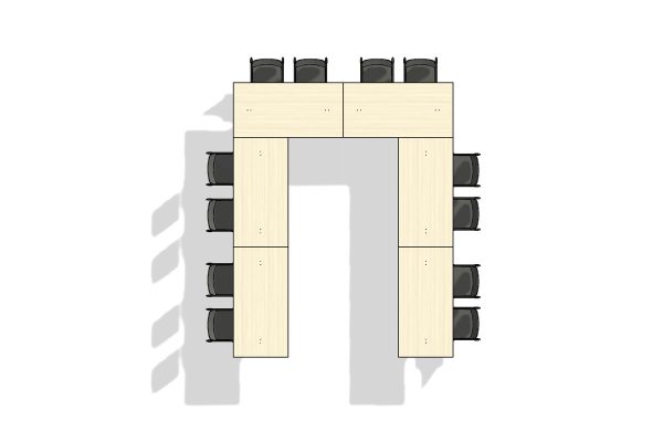 Executive Flip Top Table 12 Person U-Shape Layout