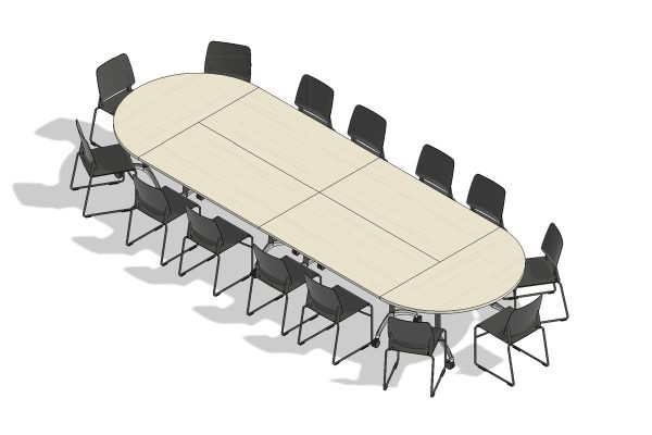 Executive Flip Top Table 14 Person Pill Shape Layout