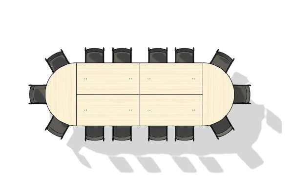 Executive Flip Top Table 14 Person Pill Shape Layout