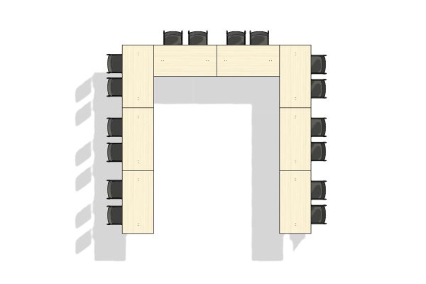 Executive Flip Top Table 16 Person U-Shape Layout