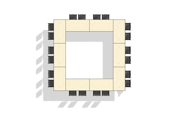 Executive Flip Top Table 20 Person Square Layout