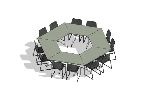 12 Person Circular Flip Top Table Layout