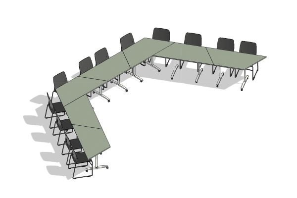 12 Person Trapezoidal Mobile Office Tables Layout