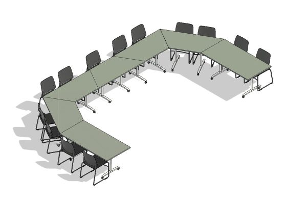 13 Person U Shape Mobile Office Tables Configuration