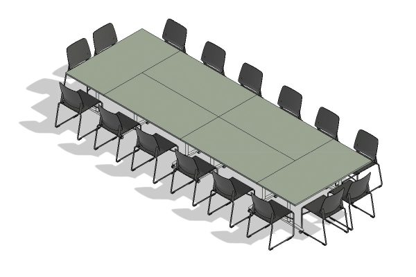 16 Person Boardroom Flip Top Table Layout