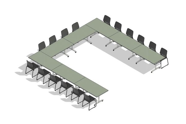 16 Person U-Shape Flip Top Table Configuration