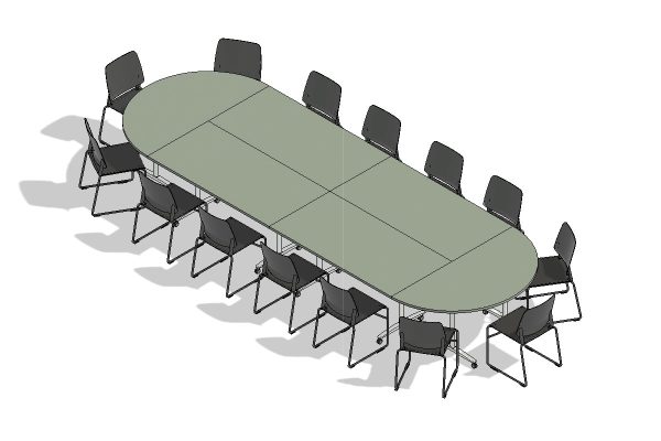 14 Person Boardroom Flip Top Table Configuration