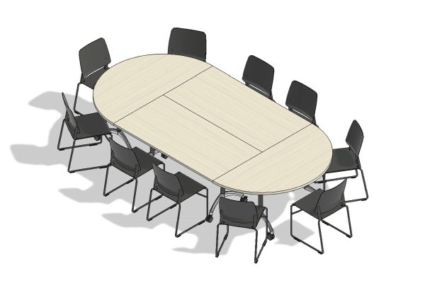 Executive Flip Top Table 10 Person Pill Shape Layout