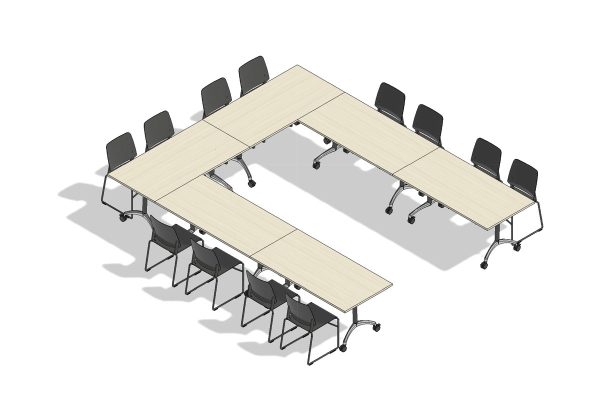 Executive Flip Top Table 12 Person U-Shape Layout